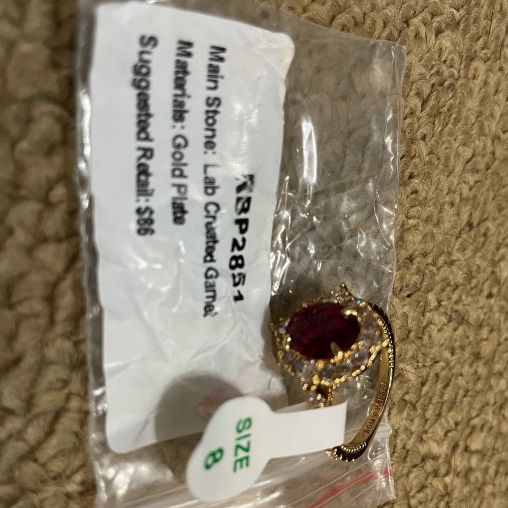 Lab created Garnet, gold plated